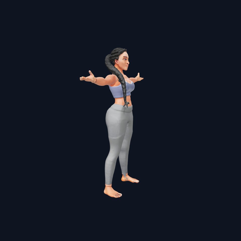 Rigged and Animated Athletic Female Character in Sportswear